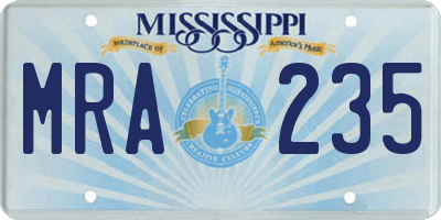MS license plate MRA235