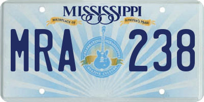 MS license plate MRA238