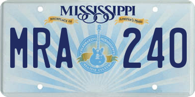 MS license plate MRA240