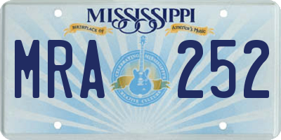 MS license plate MRA252