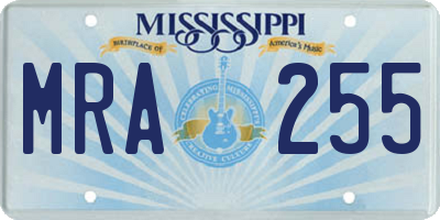 MS license plate MRA255