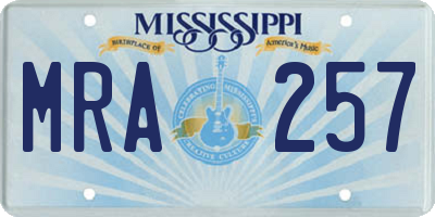 MS license plate MRA257