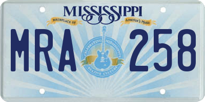 MS license plate MRA258