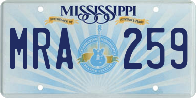 MS license plate MRA259