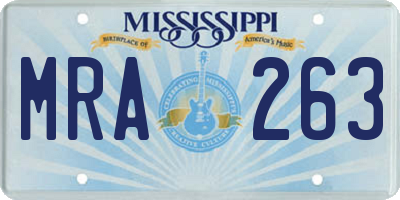 MS license plate MRA263