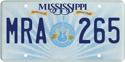 MS license plate MRA265