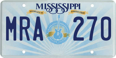 MS license plate MRA270