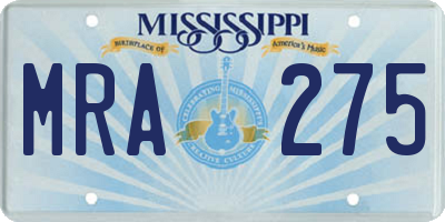 MS license plate MRA275