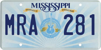 MS license plate MRA281