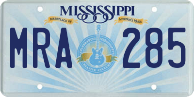 MS license plate MRA285