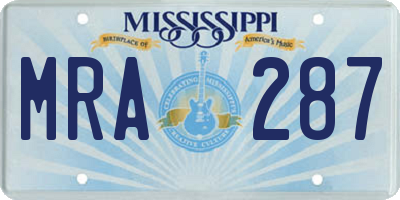 MS license plate MRA287