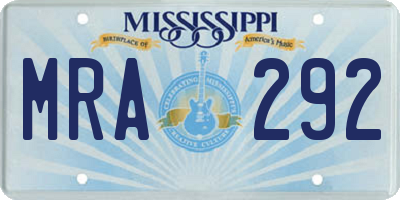 MS license plate MRA292