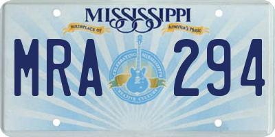 MS license plate MRA294