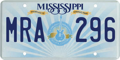 MS license plate MRA296
