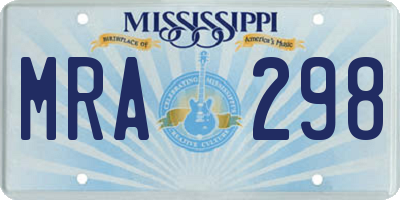 MS license plate MRA298