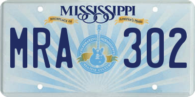 MS license plate MRA302