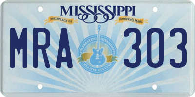 MS license plate MRA303