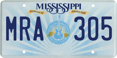 MS license plate MRA305