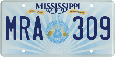 MS license plate MRA309