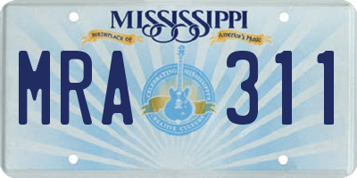 MS license plate MRA311