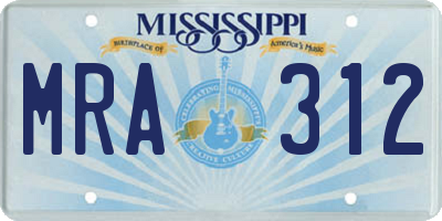MS license plate MRA312