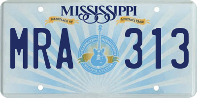 MS license plate MRA313