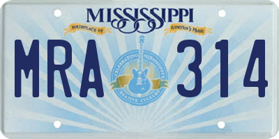 MS license plate MRA314