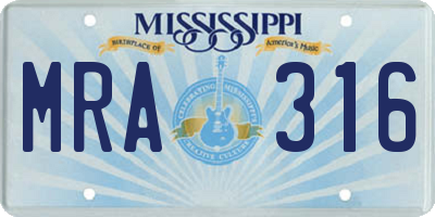 MS license plate MRA316