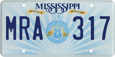MS license plate MRA317