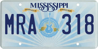 MS license plate MRA318