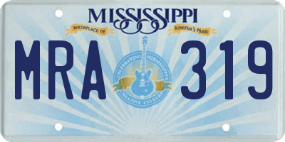 MS license plate MRA319