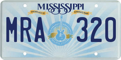 MS license plate MRA320