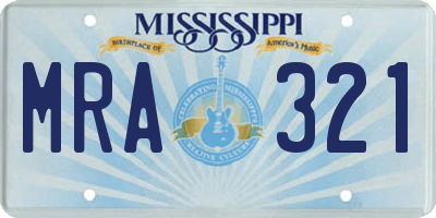 MS license plate MRA321