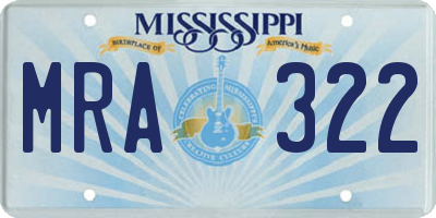 MS license plate MRA322