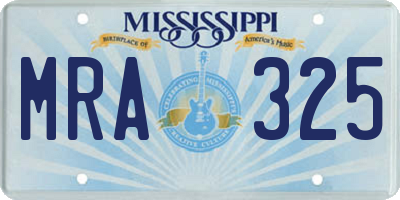 MS license plate MRA325