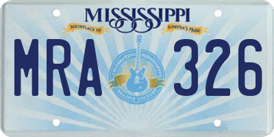 MS license plate MRA326