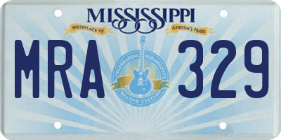 MS license plate MRA329