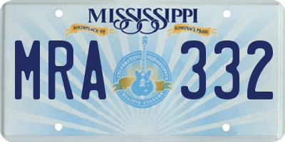 MS license plate MRA332