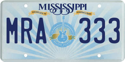 MS license plate MRA333