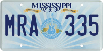 MS license plate MRA335