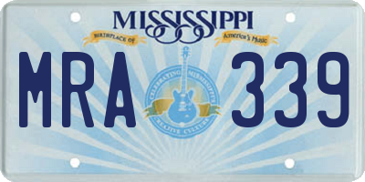 MS license plate MRA339