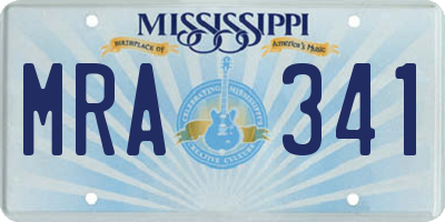 MS license plate MRA341