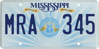 MS license plate MRA345