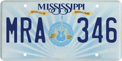 MS license plate MRA346