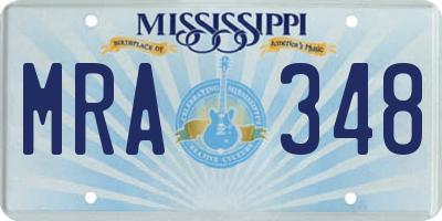 MS license plate MRA348