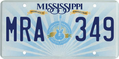 MS license plate MRA349