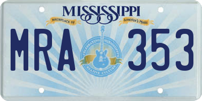 MS license plate MRA353