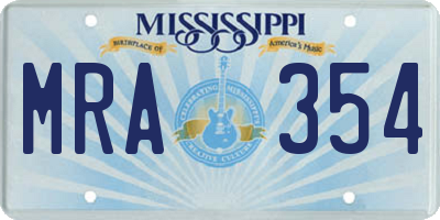MS license plate MRA354