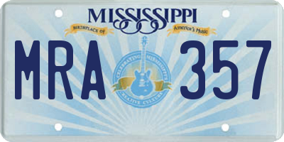 MS license plate MRA357