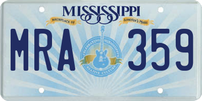 MS license plate MRA359